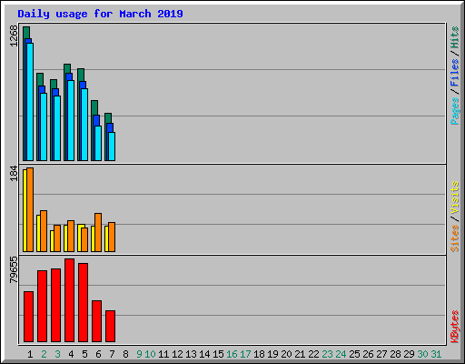 Daily usage for March 2019