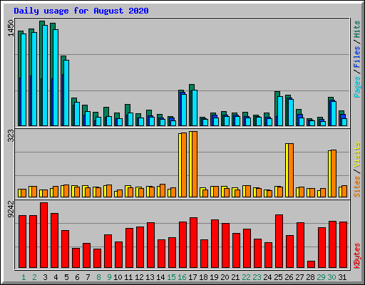 Daily usage for August 2020