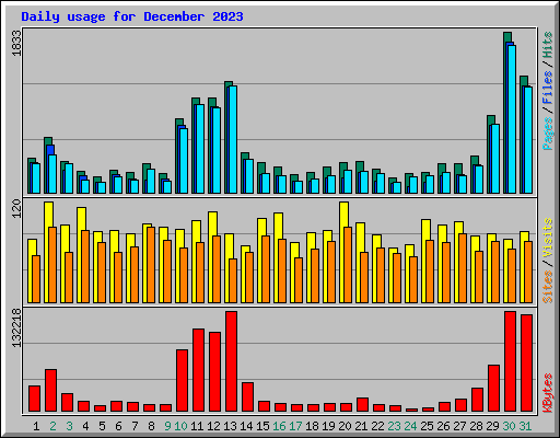 Daily usage for December 2023