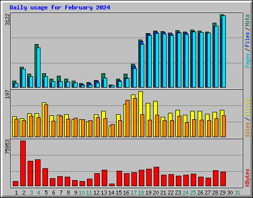 Daily usage for February 2024