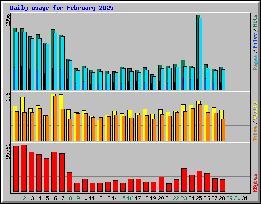Daily usage for February 2025